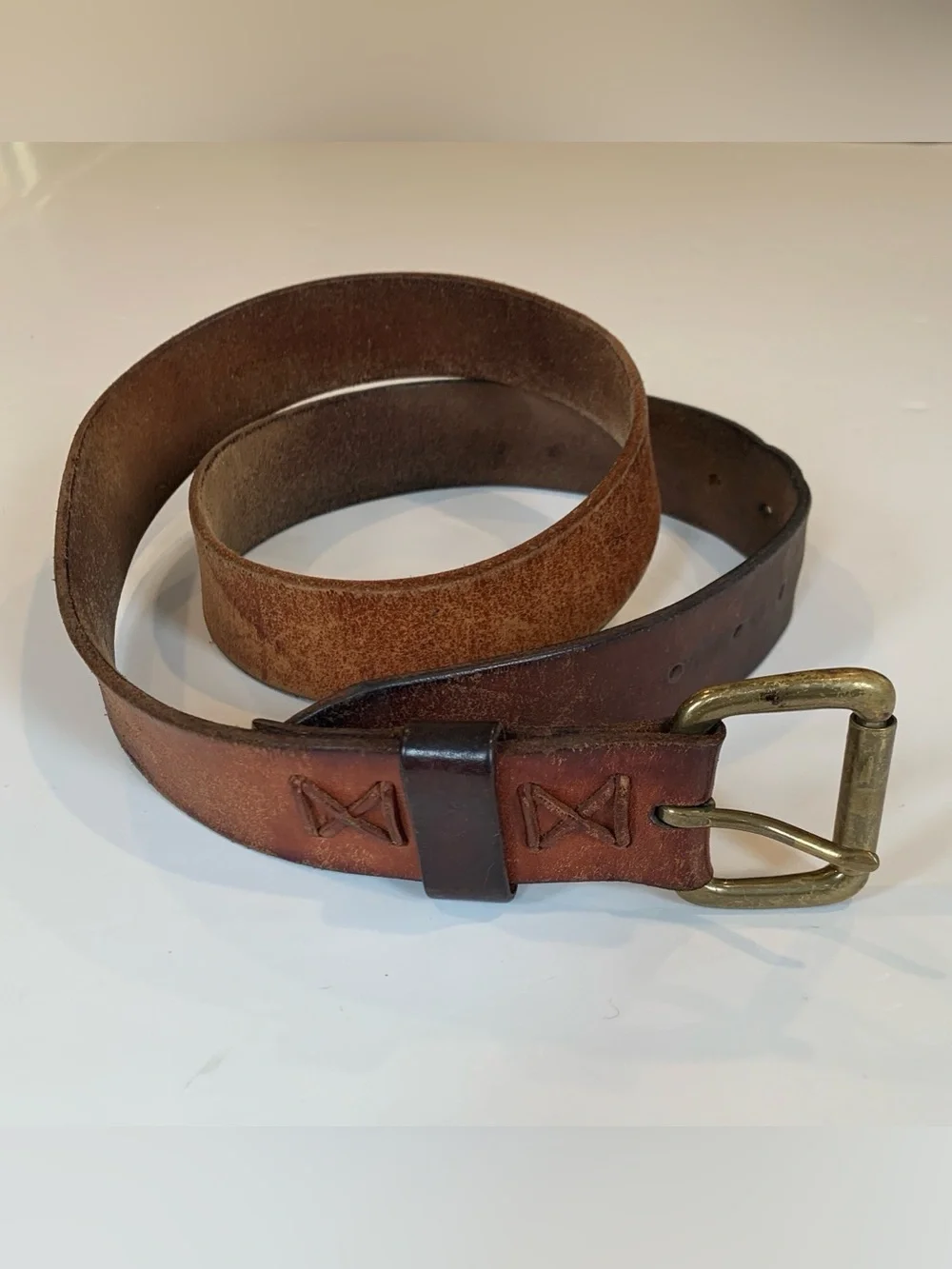 Polo Ralph Lauren Men’s 36/38 Classic Brown Leather Belt with Solid Brass Buckle